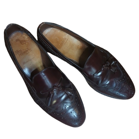 Allen Edmonds Manchester leather slip on tassel cordovan wing tip loafers Sz 9.5 - Picture 8 of 11
